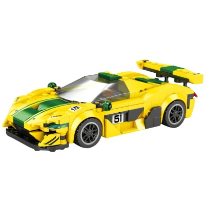 LEAN Toys 28911 Stavebnice závodní auto P1 GTR, 351 dílků, žluto-zelená