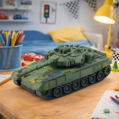 LEAN Toys 28922 Vojenský tank T90 RC 1:18, světla a zvuky, zelený