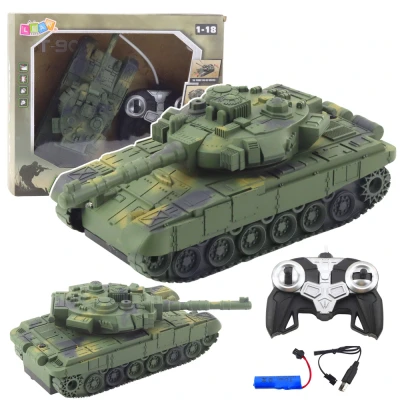 LEAN Toys 28922 Vojenský tank T90 RC 1:18, světla a zvuky, zelený