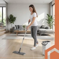 Ruhhy 27231 Dvojkomorový mop 8,5 l, 3x utierka, bielo-sivý