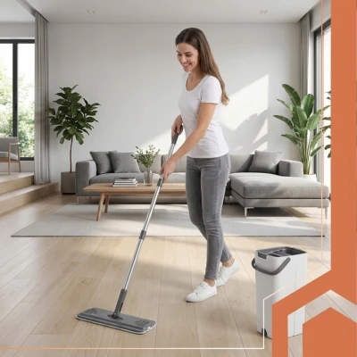 Ruhhy 27231 Dvojkomorový mop 8,5 l, 3x utierka, bielo-sivý