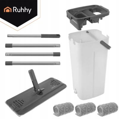 Ruhhy 27231 Dvojkomorový mop 8,5 l, 3x utierka, bielo-sivý