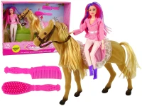 LEAN Toys 13943 Panenka jezdkyně s hnědým koníkem