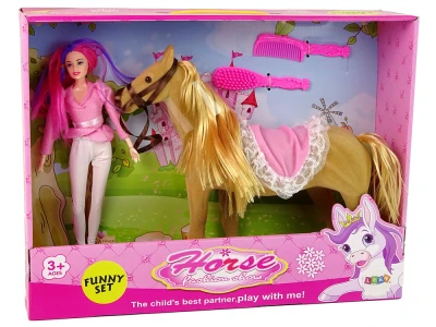 LEAN Toys 13943 Panenka jezdkyně s hnědým koníkem