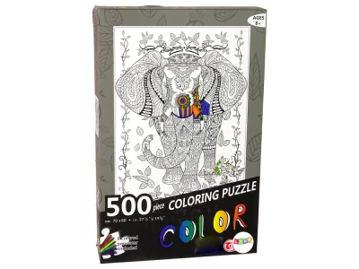 LEAN Toys 14154 Puzzle k vybarvování 500 dílků - Slon