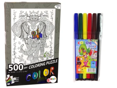 LEAN Toys 14154 Puzzle k vybarvování 500 dílků - Slon