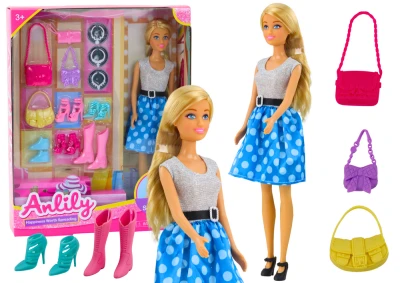 LEAN Toys 14378 Panenka Anlily s dlouhými blond vlasy s doplňky