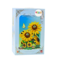 LEAN Toys 14258 Stavebnicová sada kvetín Slnečnica v kupole, 633 dielov, LED