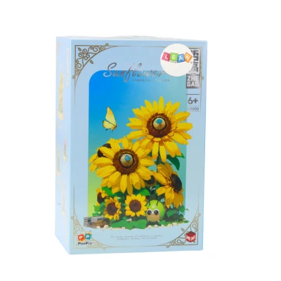 LEAN Toys 14258 Stavebnicová sada kvetín Slnečnica v kupole, 633 dielov, LED