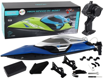 LEAN Toys 16350 Motorový člun s efekty na dálkové ovládání RC, modrý 
