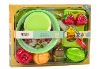 LEAN Toys 18119 Sada ovoce na krájení s příbory a tácem potraviny, 25 ks