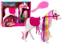 LEAN Toys 18209 Figurka koňa - biely kôň na čistenie so sedlom