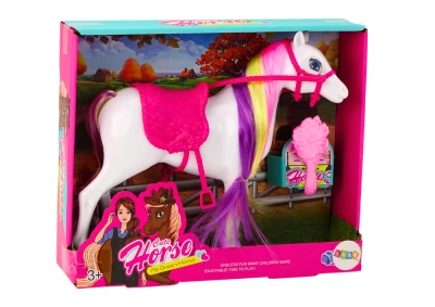 LEAN Toys 18209 Figurka koňa - biely kôň na čistenie so sedlom