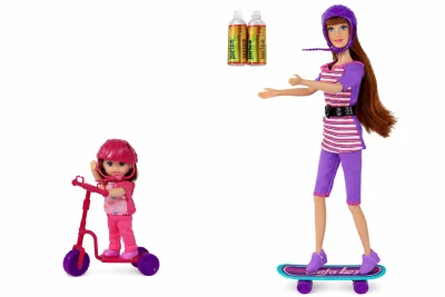 LEAN Toys 14774 Sada panenek Lucy se skateboardem, fialová