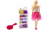 LEAN Toys 14776 Panenka Lucy se sadou bot, růžová