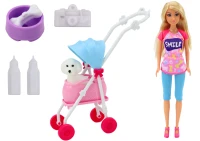 LEAN Toys 14802 Panenka Anlily s pejskem ve vozíku a příslušenstvím