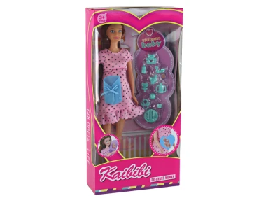 LEAN Toys 15173 Těhotná panenka s miminkem v růžových šatech s příslušenstvím