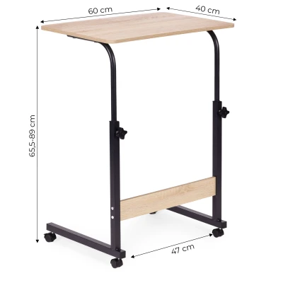 ModernHome TH-LD-6-16 Stolík na notebook s kolieskami na posteľ alebo stoličku, svetlý dub