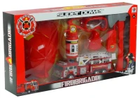 LEAN Toys 1070 Sada hasiče - hasičské auto + přilba + hasicí přístroj