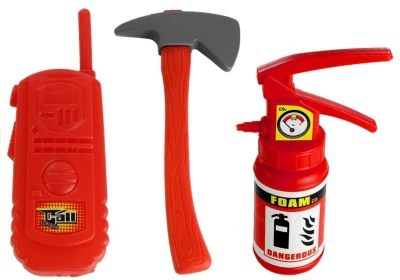 LEAN Toys 1070 Sada hasiče - hasičské auto + přilba + hasicí přístroj