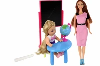 LEAN Toys 15176 Panenka učitelka se školačkou a školními pomůckami