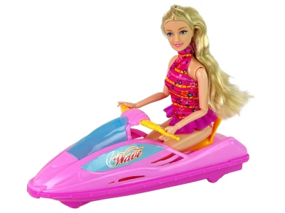 LEAN Toys 15180 Sada panenka s motorovou lodí, růžová