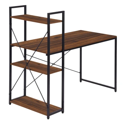ModernHome TH-SD-15 Počítačový stůl 120x60 cm, regál se třemi policemi, hnědý