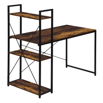 ModernHome TH-SD-7-16 Počítačový stůl 120x60 cm, regál se třemi policemi, loft, tmavě hnědý