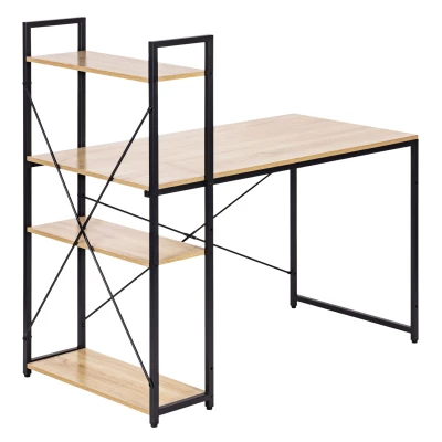 ModernHome TH-SD-6-16 Počítačový stůl 120x60 cm, regál se třemi policemi, hnědý