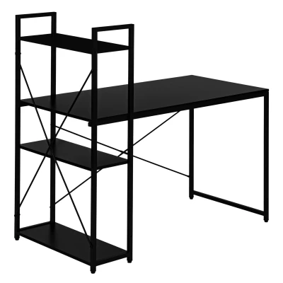 ModernHome TH-SD-1 Počítačový stůl 120x60 cm, regál se třemi policemi, černý