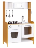ECOTOYS PLK534 Dřevěná dětská kuchyňka se světelnými a zvukovými hořáky