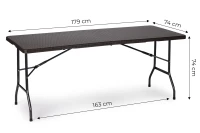 MultiGarden RZK-180B Skládací cateringový zahradní stůl 180 cm, ratan, hnědý