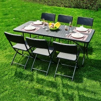 MultiGarden RZK-180B Skládací cateringový zahradní stůl 180 cm, ratan, hnědý
