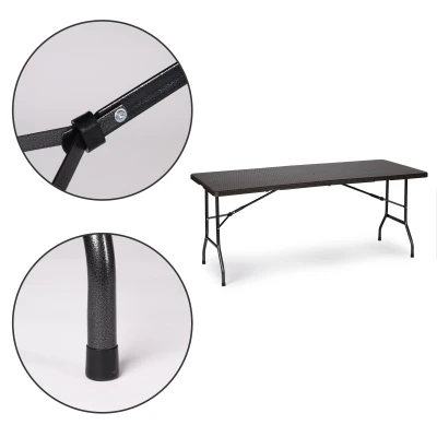 MultiGarden RZK-180B Skládací cateringový zahradní stůl 180 cm, ratan, hnědý