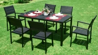 MultiGarden SAK-156 Záhradný stôl pre 6 osôb, 156x78 cm POLYWOOD, čierny