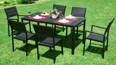 MultiGarden SAK-156 Záhradný stôl pre 6 osôb, 156x78 cm POLYWOOD, čierny