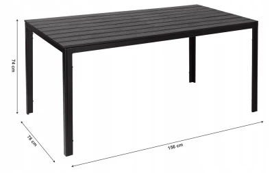 MultiGarden SAK-156 Záhradný stôl pre 6 osôb, 156x78 cm POLYWOOD, čierny