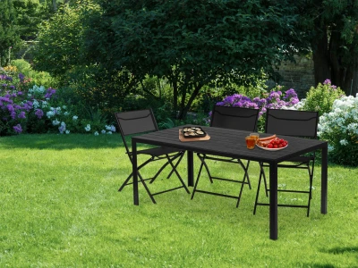 MultiGarden SAK-156 Záhradný stôl pre 6 osôb, 156x78 cm POLYWOOD, čierny