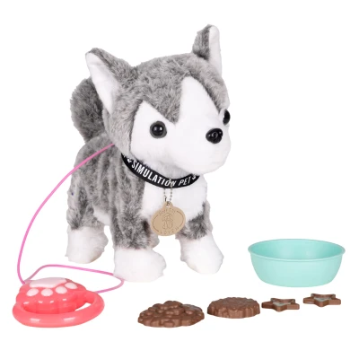 MULTISTORE HC750207-GY Interaktívny psík Husky na vodítku s melódiami