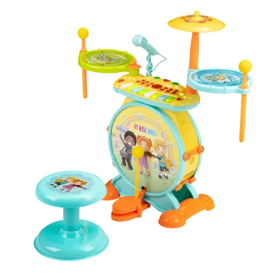 MULTISTORE HC490483 Bicí souprava s klávesnicí 2v1, mikrofon, karaoke, připojení MP3
