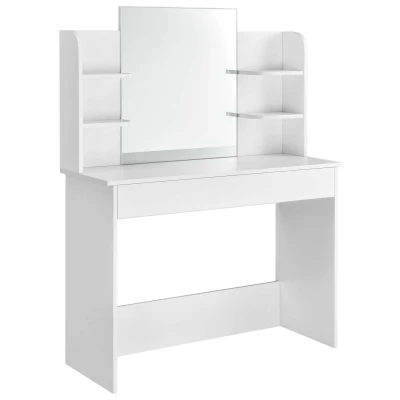 ModernHome PWSHT-20 Kosmetický toaletní stolek s velkým zrcadlem 108 × 40 × 142 cm, bílý