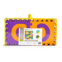 ECOTOYS ECOEVA002 Pěnová vzdělávací podložka, puzzle, písmena a čísla 178×178 cm, 36 ks