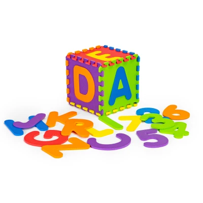 ECOTOYS ECOEVA002 Pěnová vzdělávací podložka, puzzle, písmena a čísla 178×178 cm, 36 ks