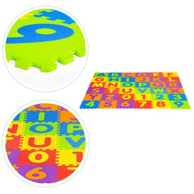 ECOTOYS ECOEVA002 Pěnová vzdělávací podložka, puzzle, písmena a čísla 178×178 cm, 36 ks