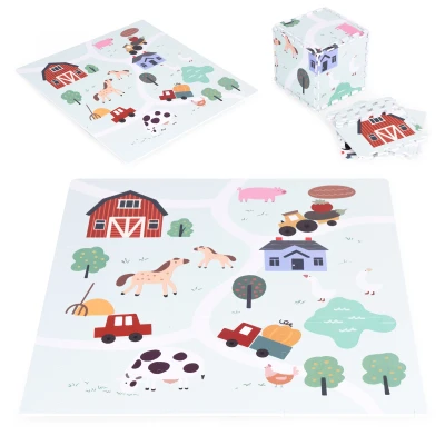 ECOTOYS ECOEVA020 Pěnová podložka pro děti Farma 90,5×90,5 cm, 21 ks