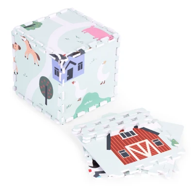 ECOTOYS ECOEVA020 Pěnová podložka pro děti Farma 90,5×90,5 cm, 21 ks