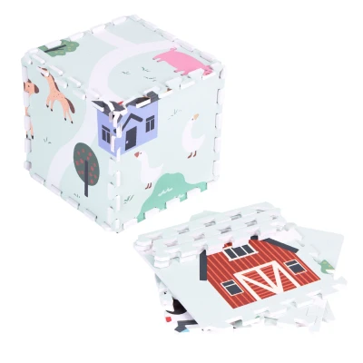 ECOTOYS ECOEVA020 Pěnová podložka pro děti Farma 90,5×90,5 cm, 21 ks
