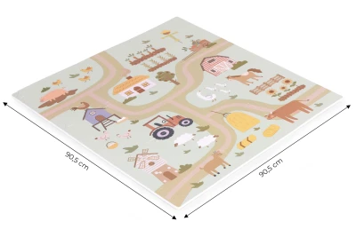ECOTOYS ECOEVA019 Penová hracia podložka pre deti Farm 90,5 × 90,5 cm, 21 dielov