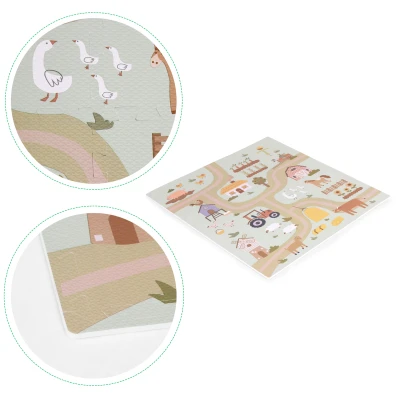 ECOTOYS ECOEVA019 Penová hracia podložka pre deti Farm 90,5 × 90,5 cm, 21 dielov