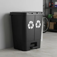 MULTISTORE MO-40C-1-K Dvoukomorový odpadkový koš 40 l, černý